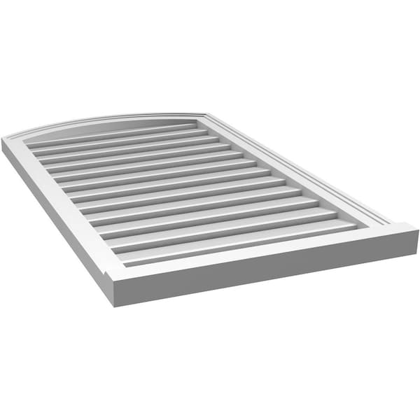 Ekena Millwork Arch Top Surface Mount PVC Gable Vent w/ 2"W x 2"P Brickmould Sill Frame, 24"W x 38"H - GVPAR24X3803SN