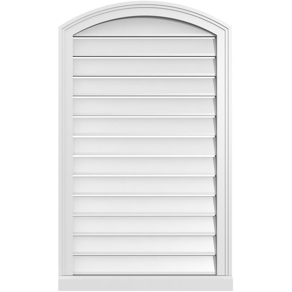 Ekena Millwork Arch Top Surface Mount PVC Gable Vent w/ 2"W x 2"P Brickmould Sill Frame, 24"W x 38"H - GVPAR24X3803SN