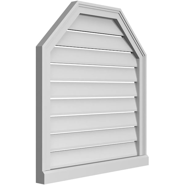 Ekena Millwork Octagonal Top Surface Mount PVC Gable Vent w/ 2"W x 2"P Brickmould Sill Frame, 28"W x 30"H - GVPOT28X3003SF