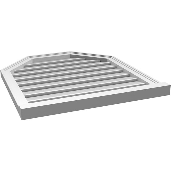 Ekena Millwork Octagonal Top Surface Mount PVC Gable Vent w/ 2"W x 2"P Brickmould Sill Frame, 28"W x 30"H - GVPOT28X3003SF
