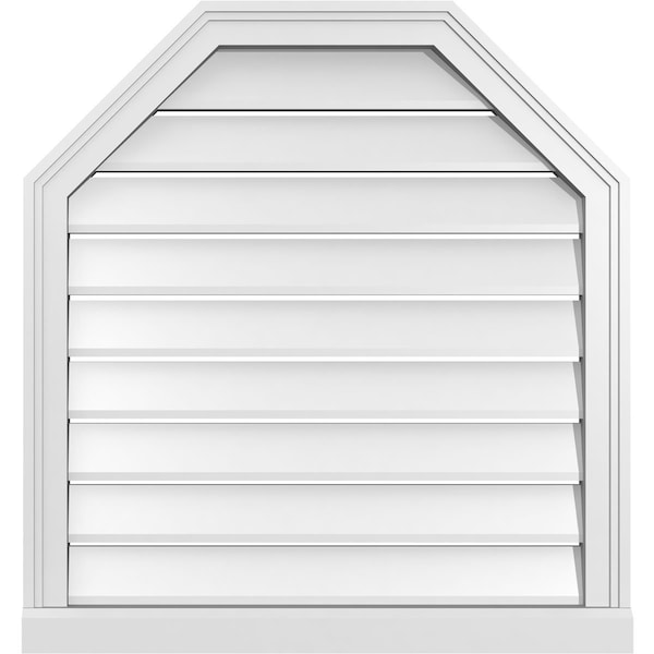 Ekena Millwork Octagonal Top Surface Mount PVC Gable Vent w/ 2"W x 2"P Brickmould Sill Frame, 28"W x 30"H - GVPOT28X3003SF