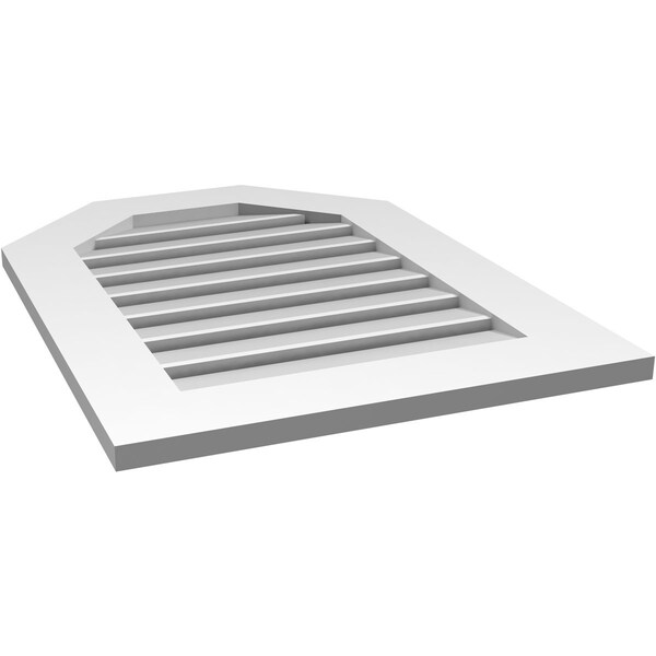 Ekena Millwork Octagonal Top Surface Mount PVC Gable Vent: Functional, w/ 3-1/2"W x 1"P Standard Frame, 22"W x 30"H - GVPOT22X3001SF