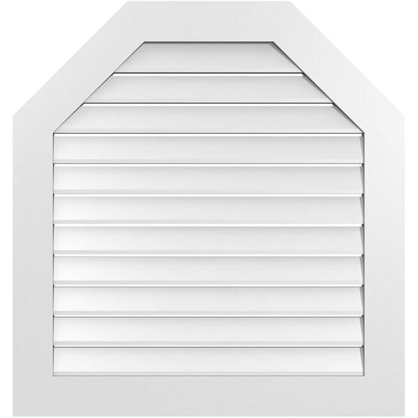 Ekena Millwork Octagonal Top Surface Mount PVC Gable Vent: Functional, w/ 3-1/2"W x 1"P Standard Frame, 34"W x 36"H - GVPOT34X3601SF
