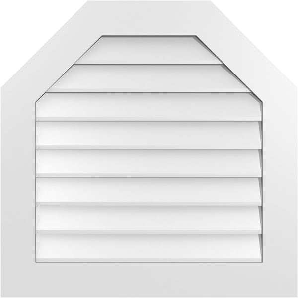 Ekena Millwork Octagonal Top Surface Mount PVC Gable Vent w/ 3-1/2"W x 1"P Standard Frame, 30"W x 30"H - GVPOT30X3001SN