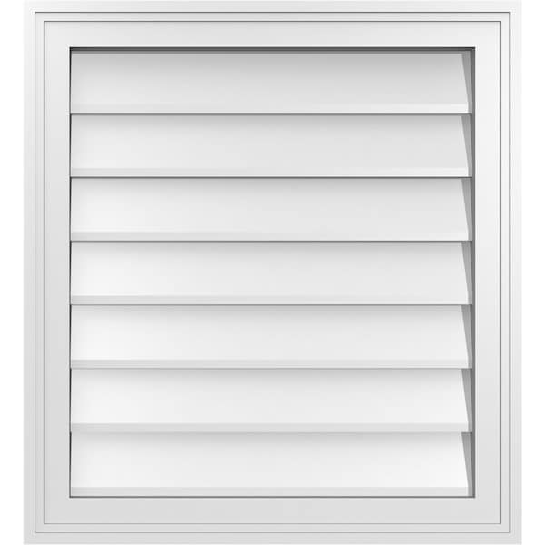 Ekena Millwork Vertical Surface Mount PVC Gable Vnt: Non-Functional, w/2"W x 1-1/2"H, Brickmould Frame, 22"W x 24"H - GVPVE22X2402SN