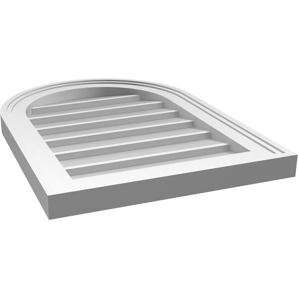 Ekena Millwork Round Top Surface Mount PVC Gable Vent w/ 2"W x 1-1/2"P Brickmould Frame, 16"W x 22"H - GVPRT16X2202SN