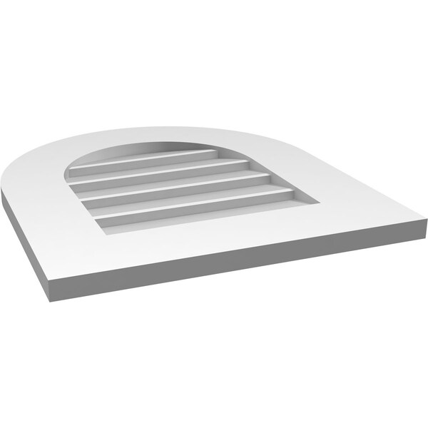 Ekena Millwork Round Top Surface Mount PVC Gable Vent: Non-Functional, w/ 3-1/2"W x 1"P Standard Frame, 18"W x 20"H - GVPRT18X2001SN