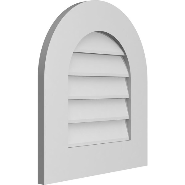 Ekena Millwork Round Top Surface Mount PVC Gable Vent: Non-Functional, w/ 3-1/2"W x 1"P Standard Frame, 18"W x 20"H - GVPRT18X2001SN