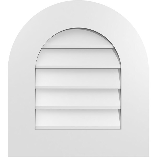 Ekena Millwork Round Top Surface Mount PVC Gable Vent: Non-Functional, w/ 3-1/2"W x 1"P Standard Frame, 18"W x 20"H - GVPRT18X2001SN