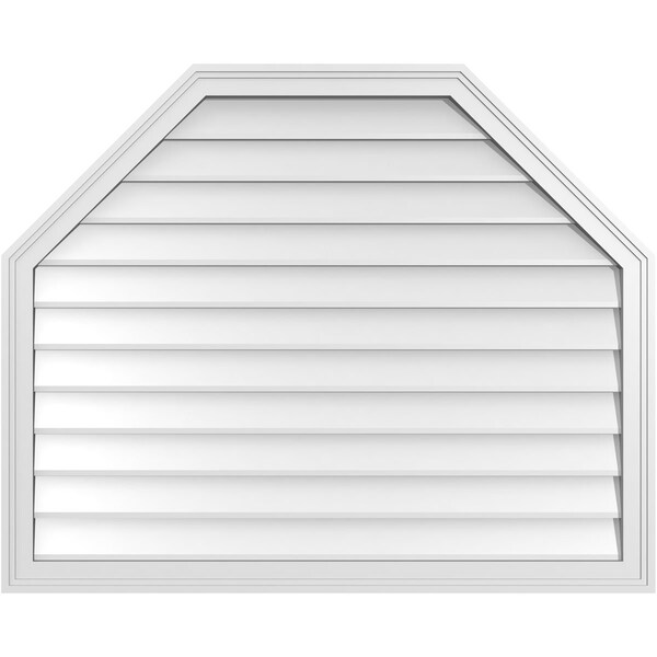 Ekena Millwork Octagonal Top Surface Mount PVC Gable Vent w/ 2"W x 1-1/2"P Brickmould Frame, 42"W x 34"H - GVPOT42X3402SN