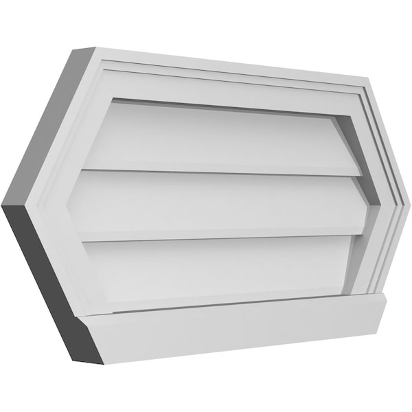 Ekena Millwork Half Round Surface Mount PVC Gable Vent w/ 2"W x 2"P Brickmould Sill Frame, 26"W x 13"H - GVPHR26X1303SN
