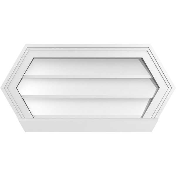 Ekena Millwork Half Round Surface Mount PVC Gable Vent w/ 2"W x 2"P Brickmould Sill Frame, 26"W x 13"H - GVPHR26X1303SN
