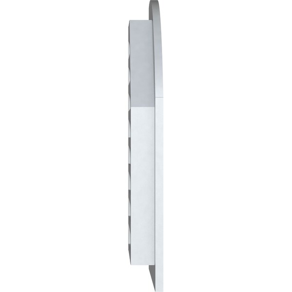 Ekena Millwork Quarter Round Top Left Functional, PVC Gable Vent w/ 1" x 4" Flat Trim Frame, 08"W x 34"H - GVPQL08X3401FUN