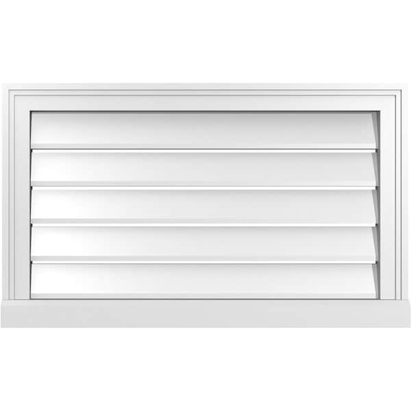Ekena Millwork Vertical Surface Mount PVC Gable Vent: Functional, w/ 2"W x 2"P Brickmould Sill Frame, 30"W x 18"H - GVPVE30X1803SF