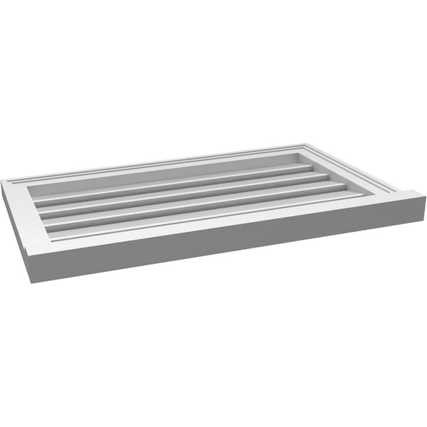 Ekena Millwork Vertical Surface Mount PVC Gable Vent: Functional, w/ 2"W x 2"P Brickmould Sill Frame, 30"W x 18"H - GVPVE30X1803SF