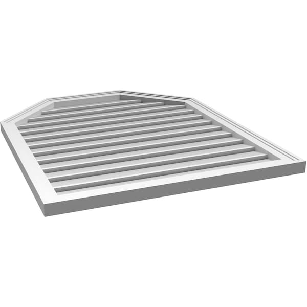 Ekena Millwork Octagonal Top Surface Mount PVC Gable Vent w/ 2"W x 1-1/2"P Brickmould Frame, 32"W x 38"H - GVPOT32X3802SF