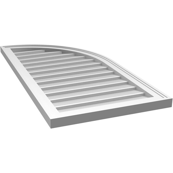 Ekena Millwork Quarter Round Top Right Surface Mount PVC Gable Vent w/ 2"W x 2"P Brickmould Sill Frame, 20"W x 40"H - GVPQR20X4003SN