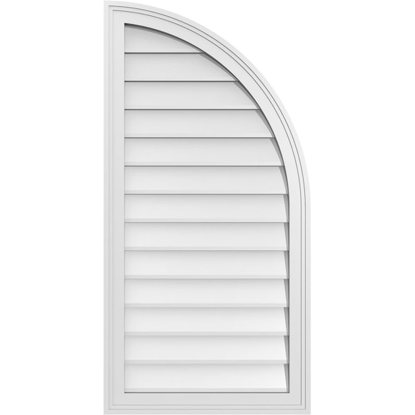 Ekena Millwork Quarter Round Top Right Surface Mount PVC Gable Vent w/ 2"W x 2"P Brickmould Sill Frame, 20"W x 40"H - GVPQR20X4003SN