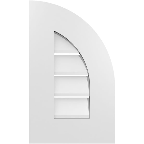 Ekena Millwork Quarter Round Top Right Surface Mount PVC Gable Vent w/ 3-1/2"W x 1"P Standard Frame, 12"W x 20"H - GVPQR12X2001SF