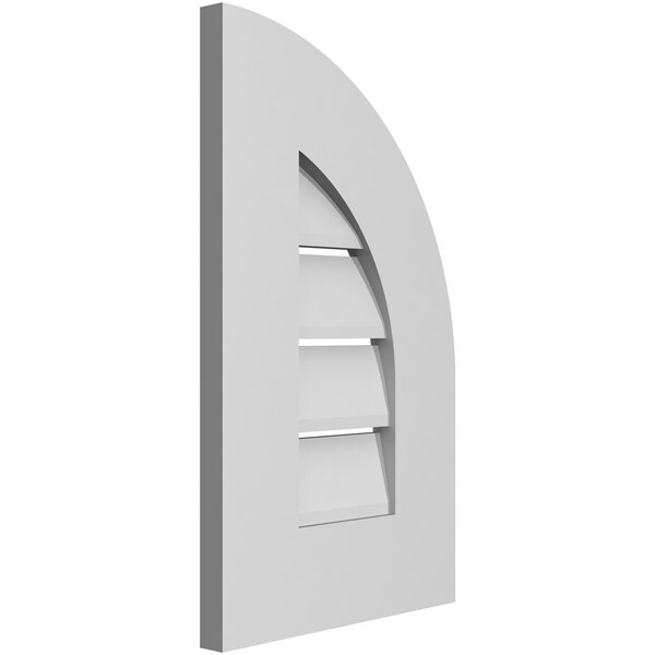 Ekena Millwork Quarter Round Top Right Surface Mount PVC Gable Vent w/ 3-1/2"W x 1"P Standard Frame, 12"W x 20"H - GVPQR12X2001SF