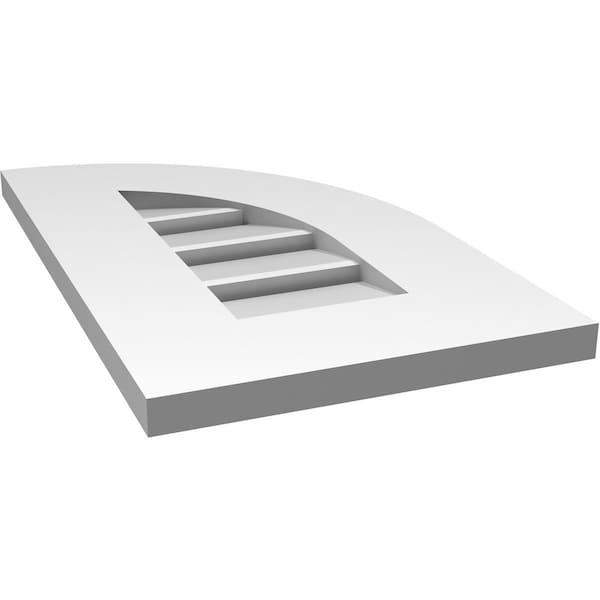 Ekena Millwork Quarter Round Top Right Surface Mount PVC Gable Vent w/ 3-1/2"W x 1"P Standard Frame, 12"W x 20"H - GVPQR12X2001SF