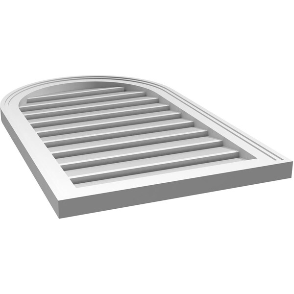 Ekena Millwork Round Top Surface Mount PVC Gable Vent: Functional, w/ 2"W x 1-1/2"P Brickmould Frame, 20"W x 32"H - GVPRT20X3202SF