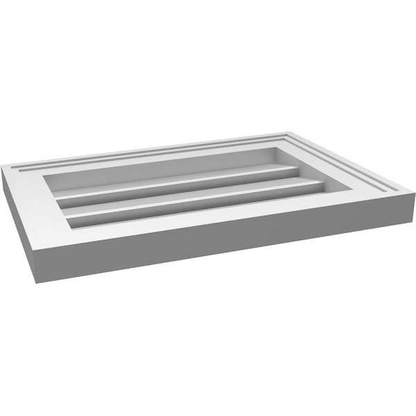 Ekena Millwork Vertical Surface Mount PVC Gable Vent: Functional, w/ 2"W x 1-1/2"P Brickmould Frame, 18"W x 12"H - GVPVE18X1202SF