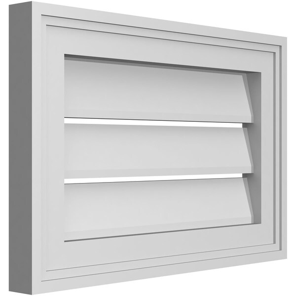 Ekena Millwork Vertical Surface Mount PVC Gable Vent: Functional, w/ 2"W x 1-1/2"P Brickmould Frame, 18"W x 12"H - GVPVE18X1202SF