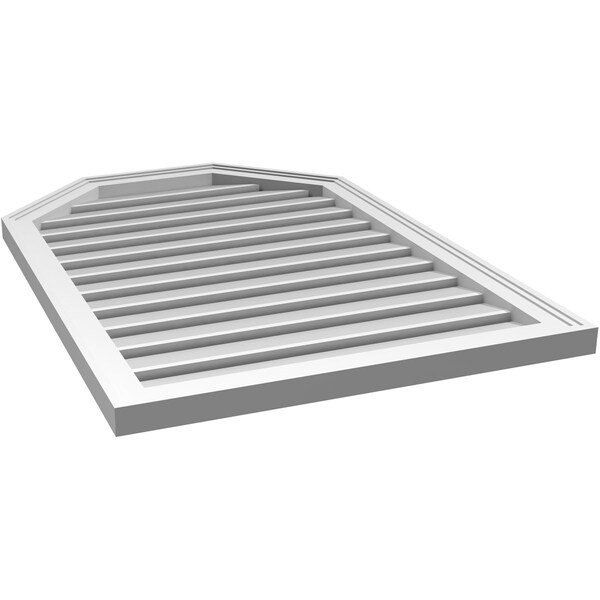 Ekena Millwork Octagonal Top Surface Mount PVC Gable Vent w/ 2"W x 1-1/2"P Brickmould Frame, 26"W x 38"H - GVPOT26X3802SF