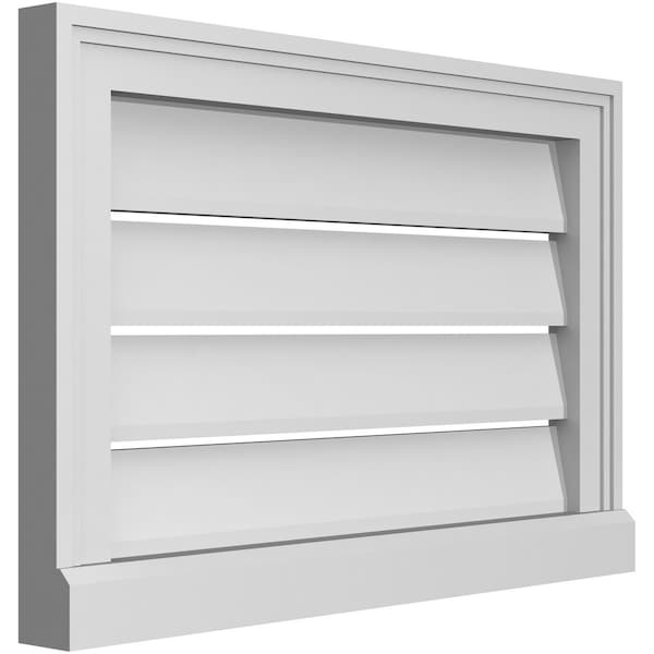 Ekena Millwork Vertical Surface Mount PVC Gable Vent: Functional, w/ 2"W x 2"P Brickmould Sill Frame, 24"W x 16"H - GVPVE24X1603SF
