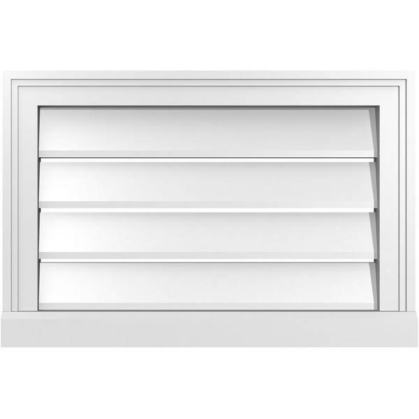 Ekena Millwork Vertical Surface Mount PVC Gable Vent: Functional, w/ 2"W x 2"P Brickmould Sill Frame, 24"W x 16"H - GVPVE24X1603SF
