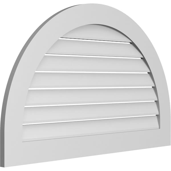 Ekena Millwork Round Top Surface Mount PVC Gable Vent: Functional, w/ 3-1/2"W x 1"P Standard Frame, 42"W x 26"H - GVPRT42X2601SF