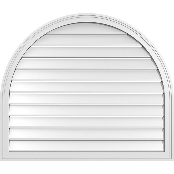 Ekena Millwork Round Top Surface Mount PVC Gable Vent: Functional, w/ 2"W x 1-1/2"P Brickmould Frame, 40"W x 34"H - GVPRT40X3402SF