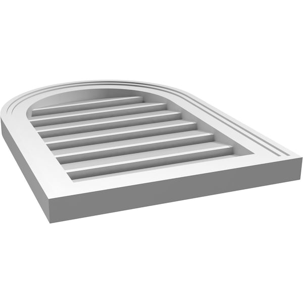 Ekena Millwork Round Top Surface Mount PVC Gable Vent: Functional, w/ 2"W x 1-1/2"P Brickmould Frame, 16"W x 22"H - GVPRT16X2202SF