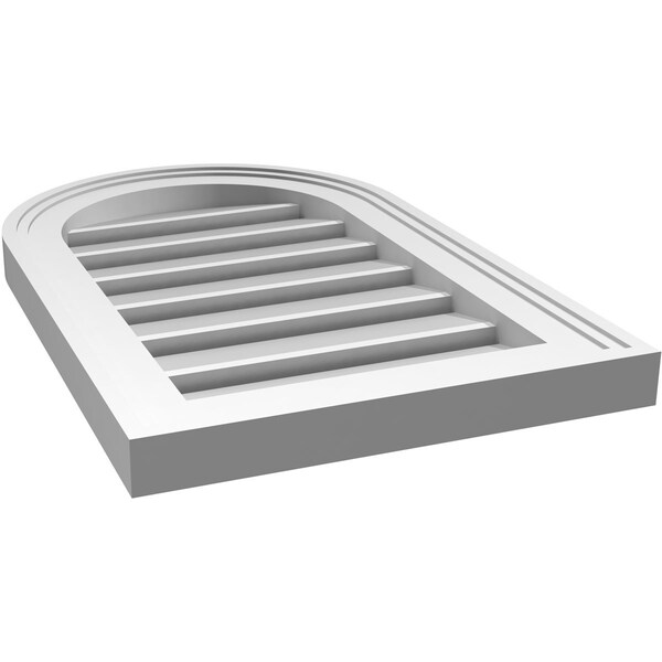 Ekena Millwork Round Top Surface Mount PVC Gable Vent: Functional, w/ 2"W x 1-1/2"P Brickmould Frame, 14"W x 22"H - GVPRT14X2202SF