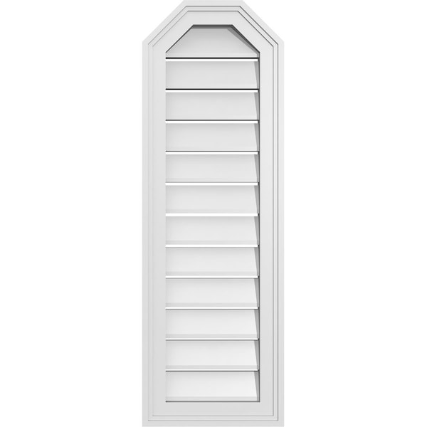 Ekena Millwork Octagonal Top Surface Mount PVC Gable Vent w/ 2"W x 1-1/2"P Brickmould Frame, 12"W x 36"H - GVPOT12X3602SF