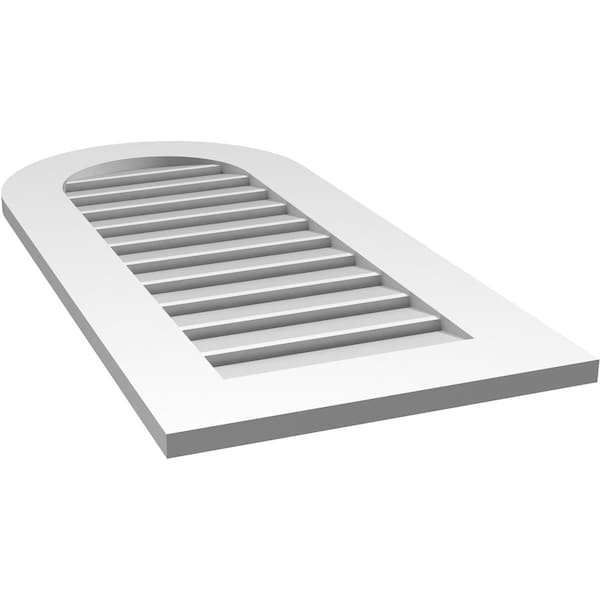 Ekena Millwork Round Top Surface Mount PVC Gable Vent: Functional, w/ 3-1/2"W x 1"P Standard Frame, 18"W x 38"H - GVPRT18X3801SF