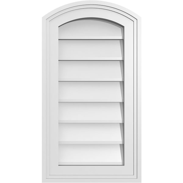 Ekena Millwork Arch Top Surface Mount PVC Gable Vent: Functional, w/ 2"W x 1-1/2"P Brickmould Frame, 12"W x 22"H - GVPAR12X2202SF
