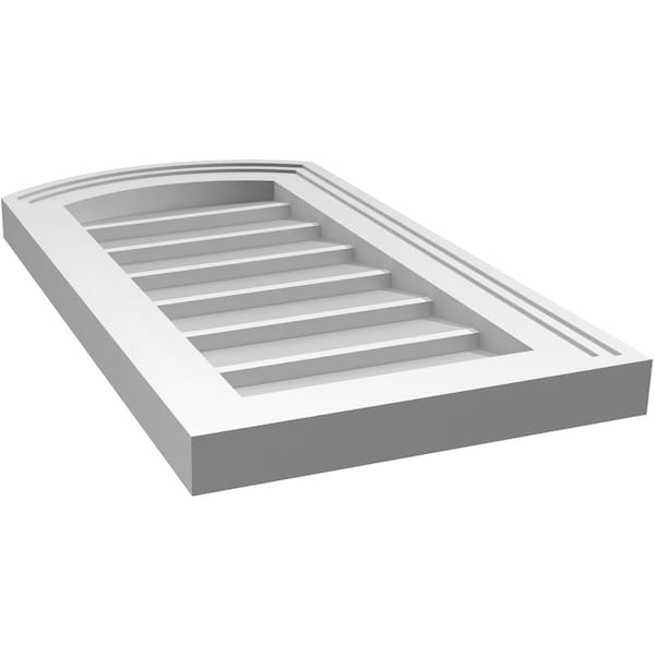 Ekena Millwork Arch Top Surface Mount PVC Gable Vent: Functional, w/ 2"W x 1-1/2"P Brickmould Frame, 12"W x 22"H - GVPAR12X2202SF