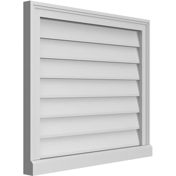 Ekena Millwork Vertical Surface Mount PVC Gable Vent w/ 2"W x 2"H , Brickmould Sill Frame, 28"W x 24"H - GVPVE28X2403SN