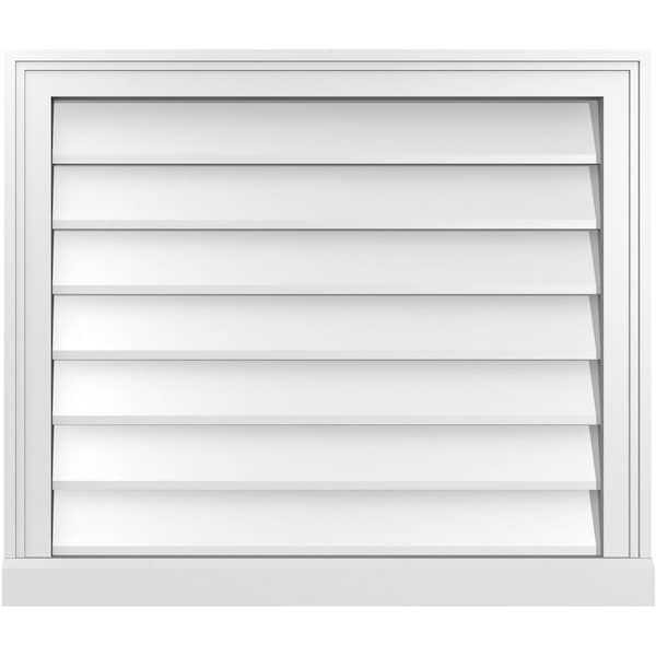 Ekena Millwork Vertical Surface Mount PVC Gable Vent w/ 2"W x 2"H , Brickmould Sill Frame, 28"W x 24"H - GVPVE28X2403SN