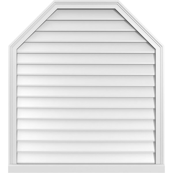 Ekena Millwork Octagonal Top Surface Mount PVC Gable Vent w/ 2"W x 2"P Brickmould Sill Frame, 38"W x 42"H - GVPOT38X4203SN