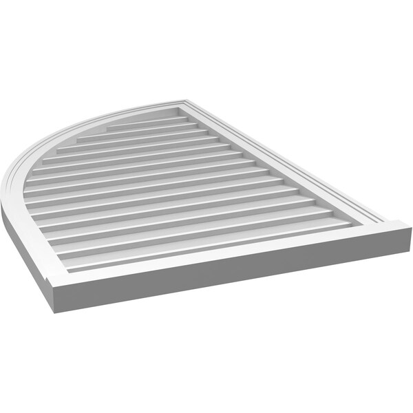 Ekena Millwork Quarter Round Top Left Surface Mount PVC Gable Vent w/ 2"W x 2"P Brickmould Sill Frame, 28"W x 42"H - GVPQL28X4203SN