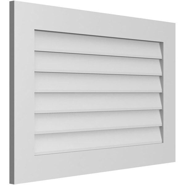 Ekena Millwork Vertical Surface Mount PVC Gable Vent: Non-Functional, w/3-1/2"W x 1"H, Standard Frame, 36"W x 24"H - GVPVE36X2401SN