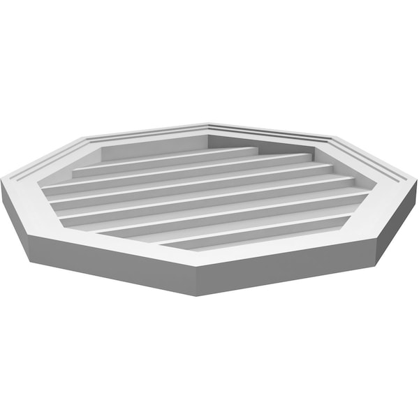 Ekena Millwork Octagonal Surface Mount PVC Gable Vent w/ 2"W x 1-1/2"P Brickmould Frame, 22"W x 22"H - GVPOC22X2202SN