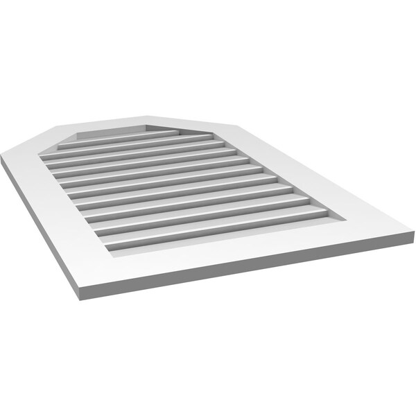 Ekena Millwork Octagonal Top Surface Mount PVC Gable Vent: Functional, w/ 3-1/2"W x 1"P Standard Frame, 26"W x 38"H - GVPOT26X3801SF
