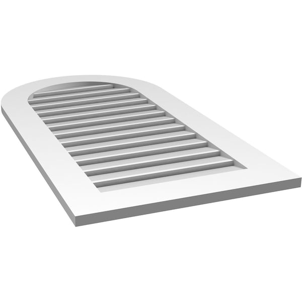 Ekena Millwork Round Top Surface Mount PVC Gable Vent: Functional, w/ 3-1/2"W x 1"P Standard Frame, 22"W x 42"H - GVPRT22X4201SF