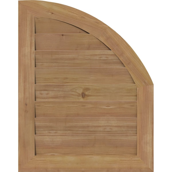 Ekena Millwork Quarter Round Top Left Western Red Cedar Gable Vent w/Decorative Face Frame, 12"W x 22"H - GVWQL12X2202SDUWR