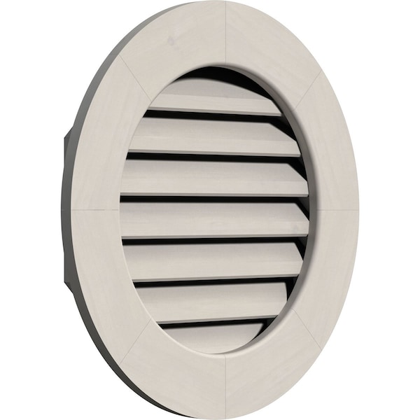 Ekena Millwork Round Gable Vent Primed, Functional, Pine Gable Vent w/ 1" x 4" Flat Trim Frame, 28"W x 28"H - GVWRO28X2801SFPPI
