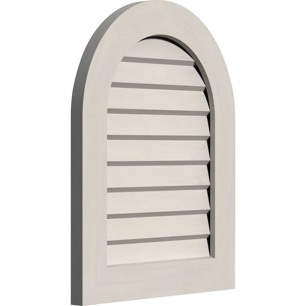 Ekena Millwork Round Top Gable Vent Primed, Non-Functional, Pine Gable Vent w/ Decorative Face Frame, 12"W x 24"H - GVWRT12X2402SDPPI